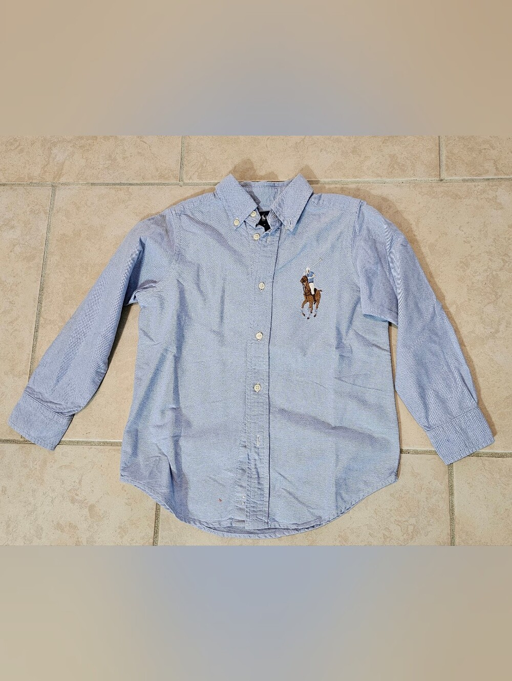 Ralph Lauren Boys Big Pony Light Blue Cotton Oxford Shirt Size 5